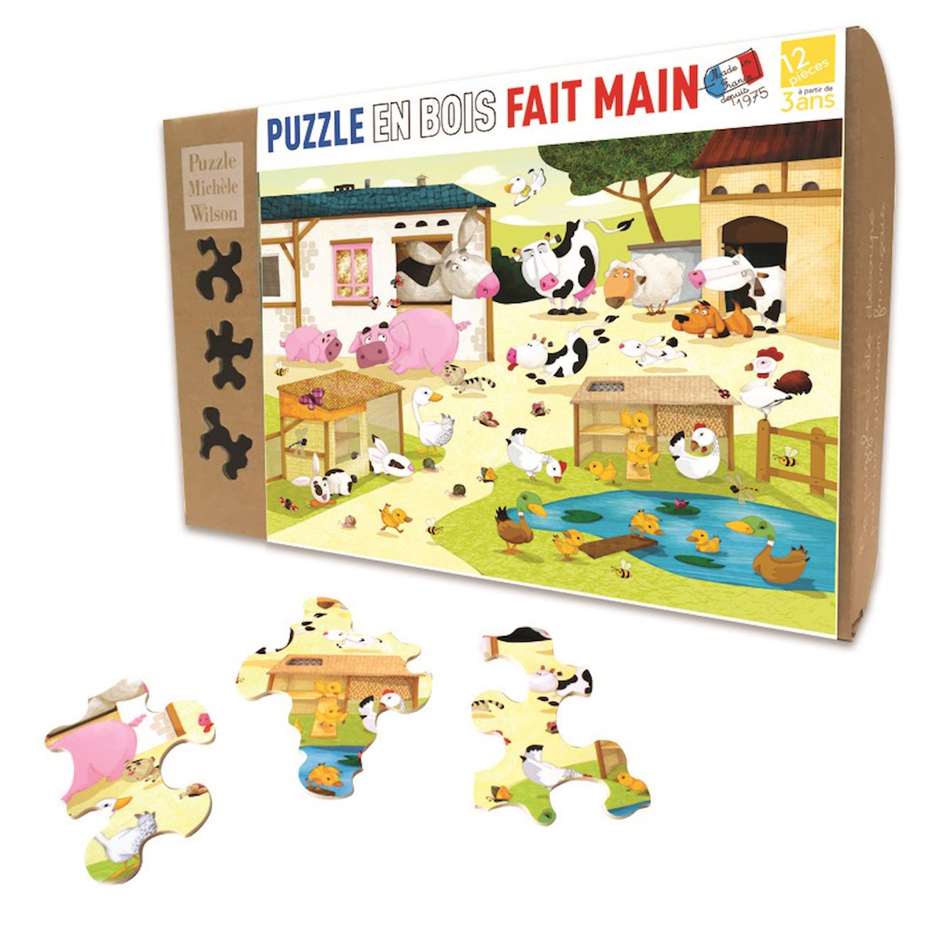 Puzzle En Bois La Ferme D'olivier Huette Marron
