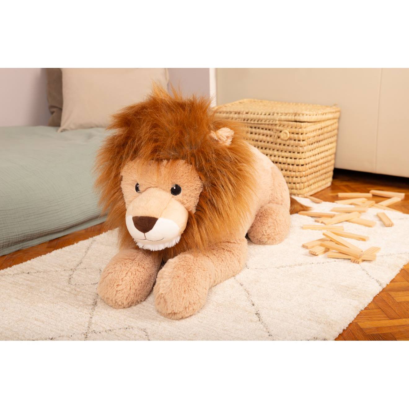 Peluche Géante Léon Le Lion Allongé - Made In France Marron (Pioupiou Et Merveilles) - Image 2