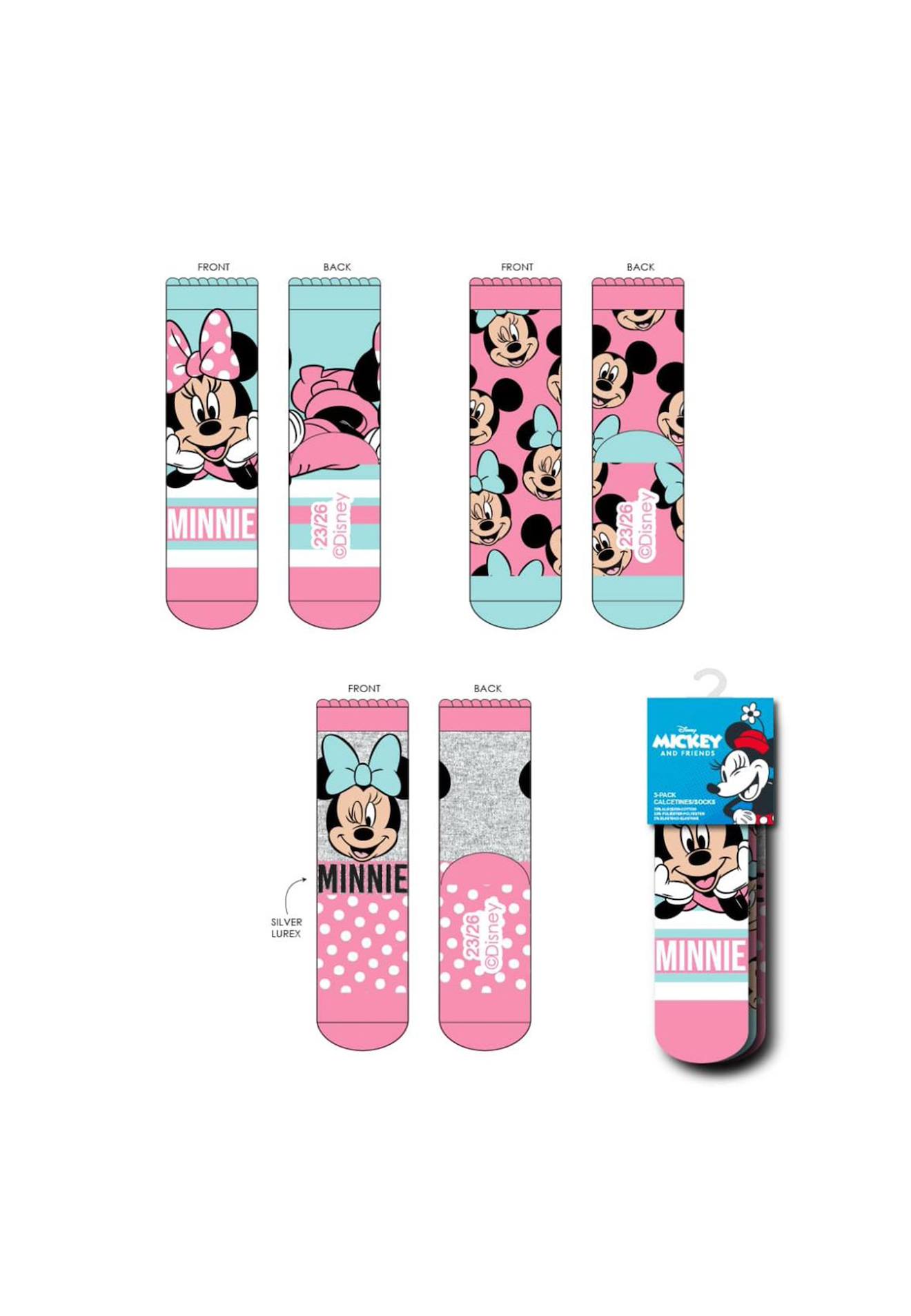 Lot De Chaussettes 3 Pièces Minnie Multicolor