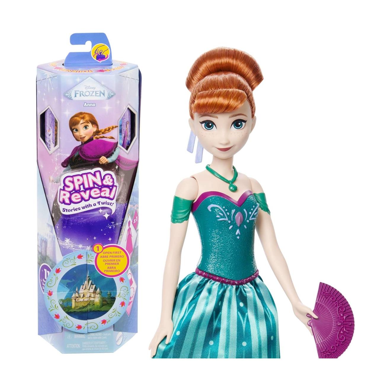 Disney - Poupée Surprise Anna Spin & Reveal La Reine Des Neiges Vert