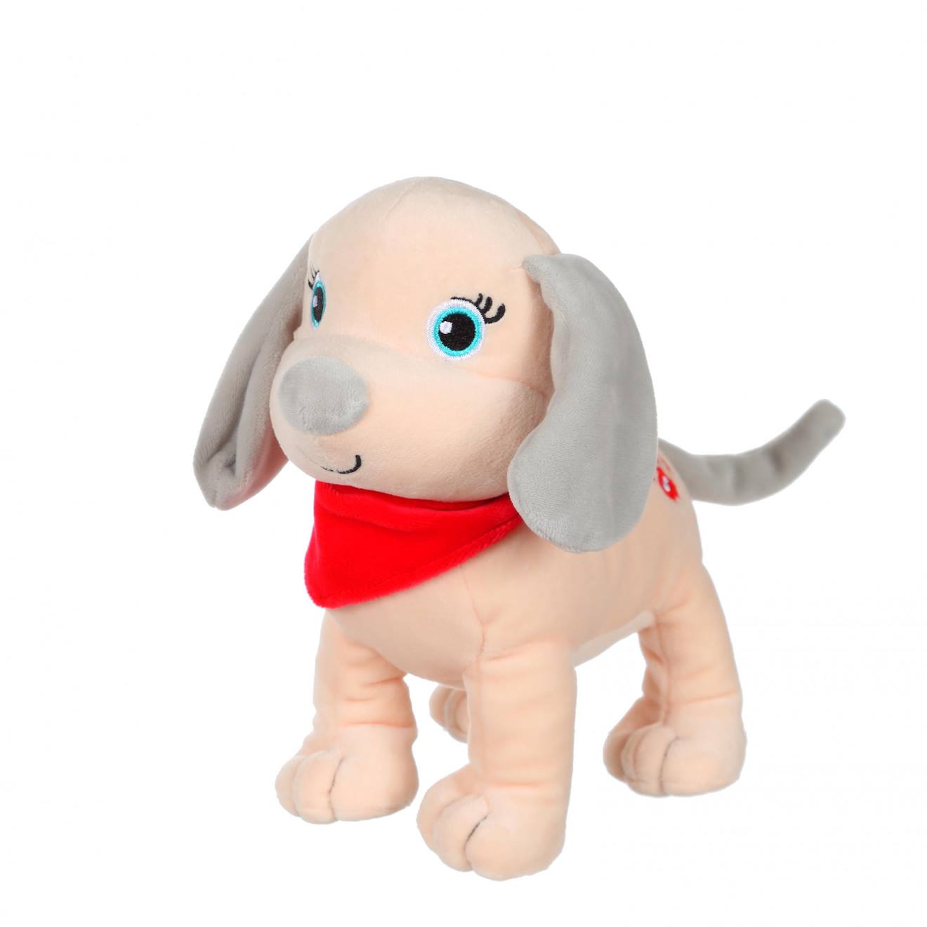 Peluche Chiot - Fun Puppies Sonores, Beige Foulard Rouge Rouge