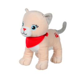 -Peluche - peluche chien fun kitties sonore, beige foulard rouge - 17 cm