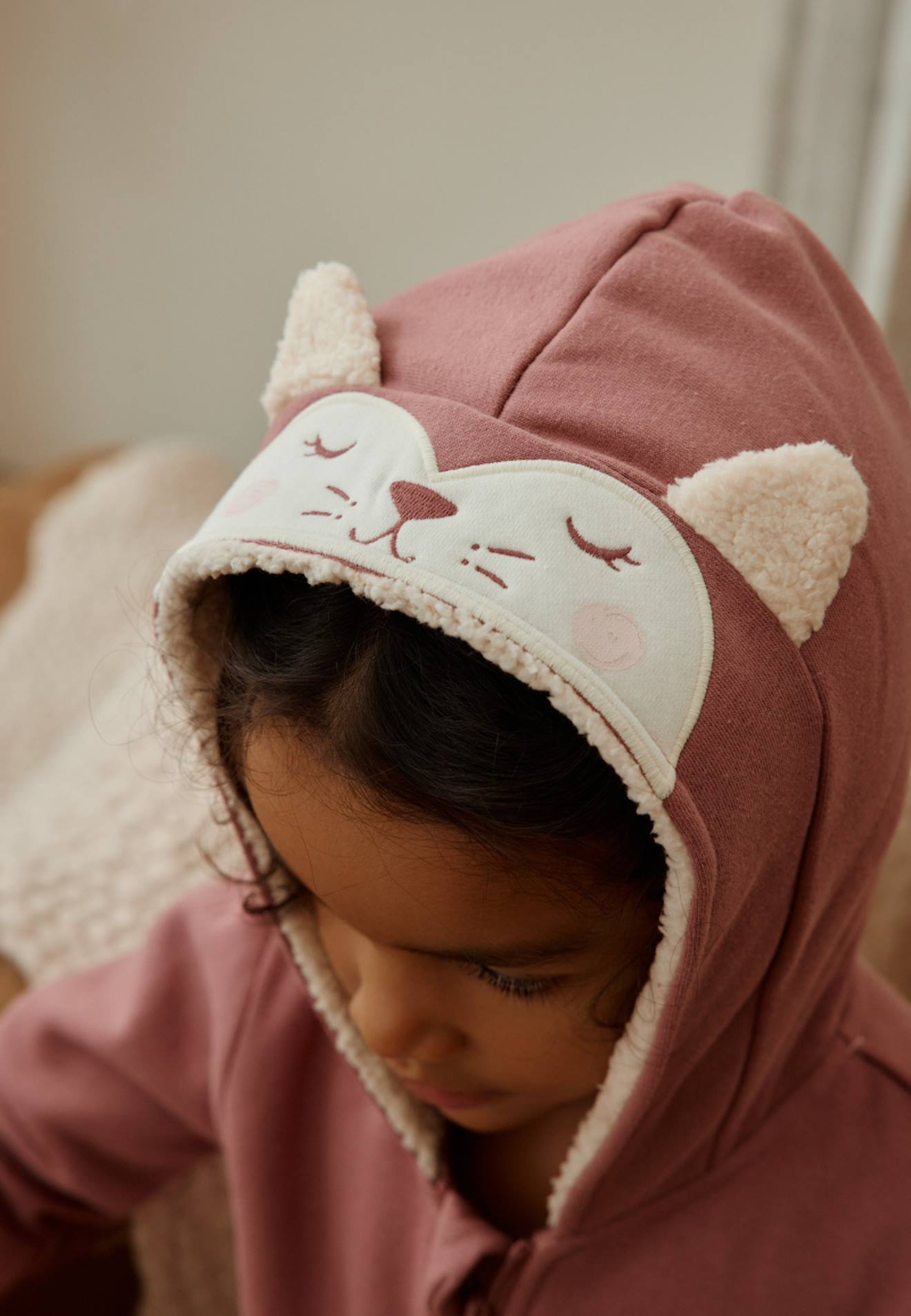 Sweat À Capuche Zippé Enfant En Molleton Matcha Rose