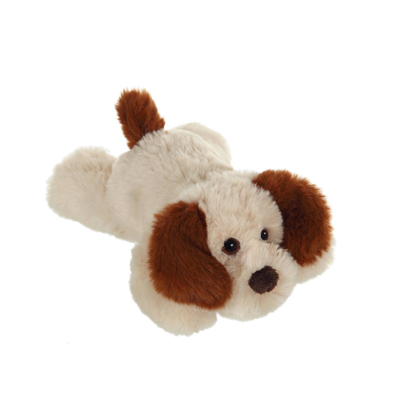Peluche Chien Allongé Douceur Crème Oreilles - 20 Cm Marron