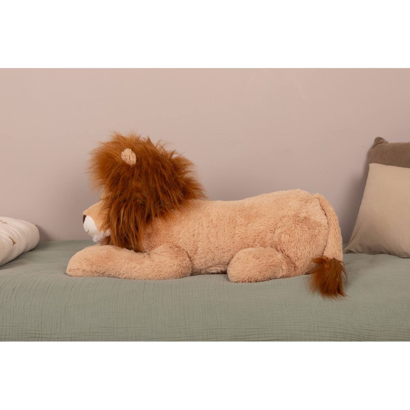 Peluche Géante Léon Le Lion Allongé - Made In France Marron (Pioupiou Et Merveilles) - Image 1