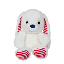 Jouet-Premier âge-Peluche - peluche les marinières - lapin blanc rayures rouges - 24 cm