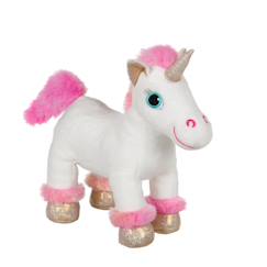 Jouet-Peluche - peluche lica bella sonore, blanche et rose 22 cm