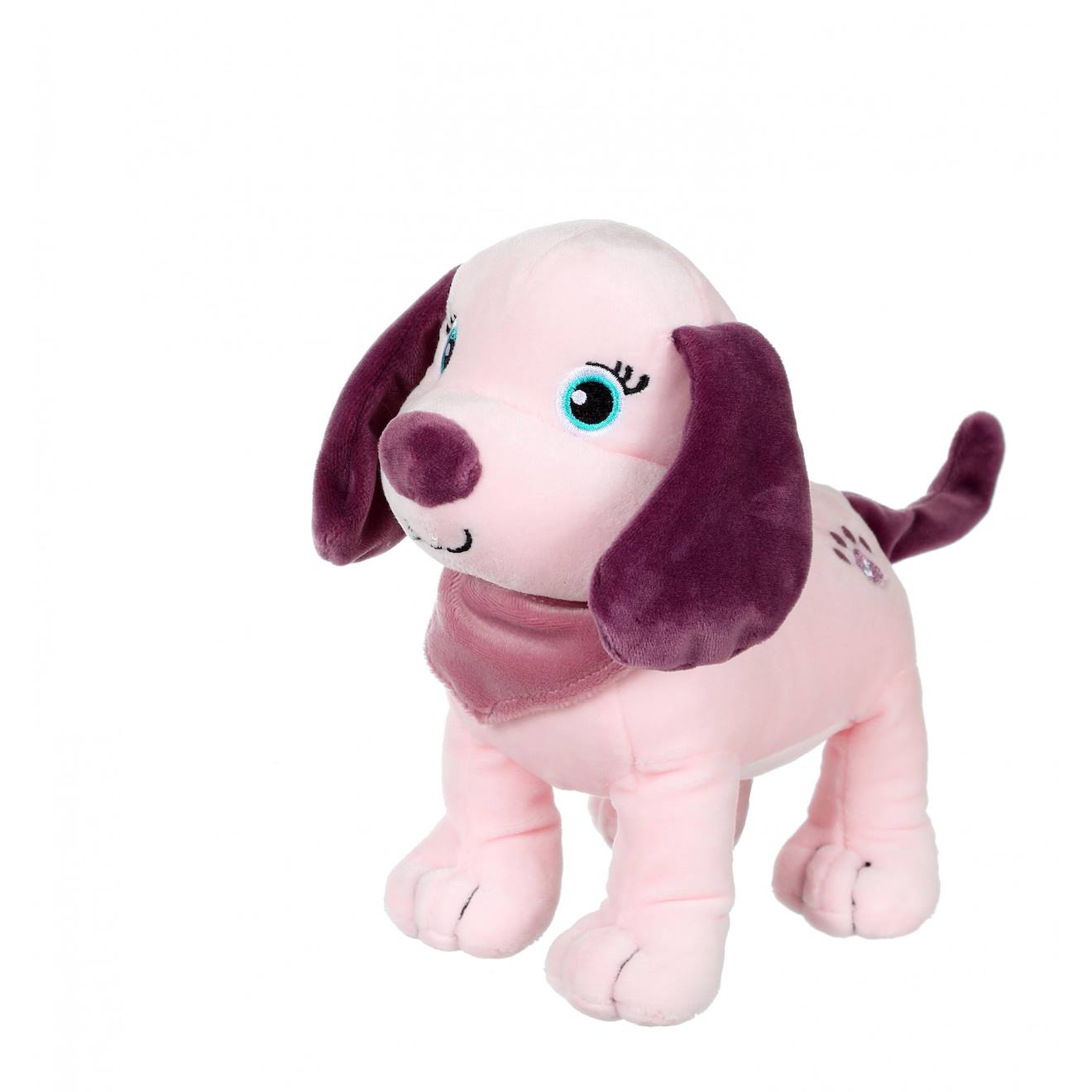 Peluche Chiot - Fun Puppies Sonores, Rose Foulard Parme Violet