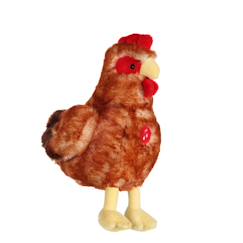 Jouet-Premier âge-Peluche - poule flammée sonore rousse en peluche - 22 cm