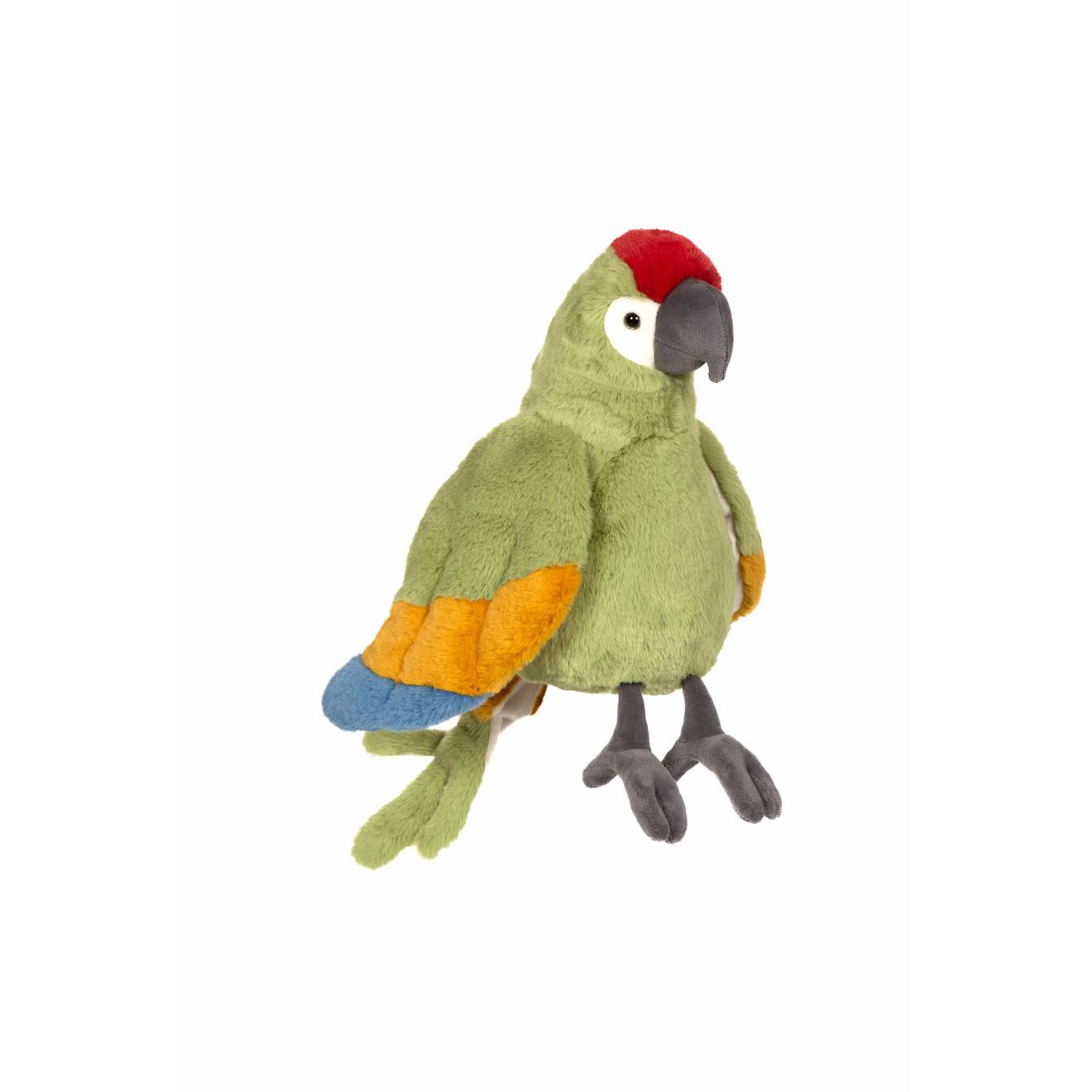 Peluche Perroquet - Vert, Jaune, Bleu, Rouge Et Gris – 24 Cm Rouge