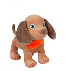 Jouet-Premier âge-Peluche chiot  - fun puppies sonores, marron clair foulard orange