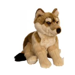 Jouet-Premier âge-Peluche - peluche loup allongé marron - 30 cm