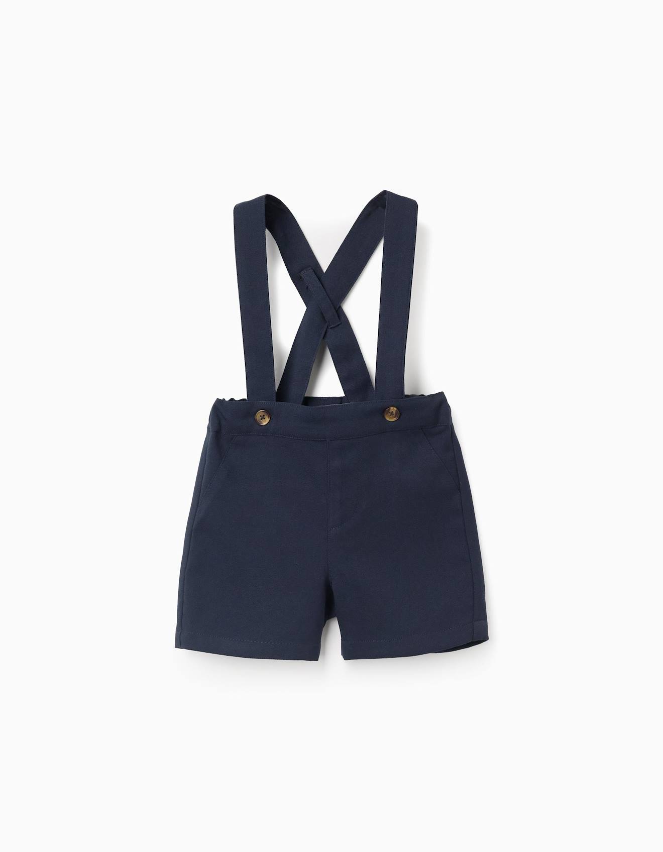 Short Chino En Sergé Avec Bretelles You&me Bleu Foncé