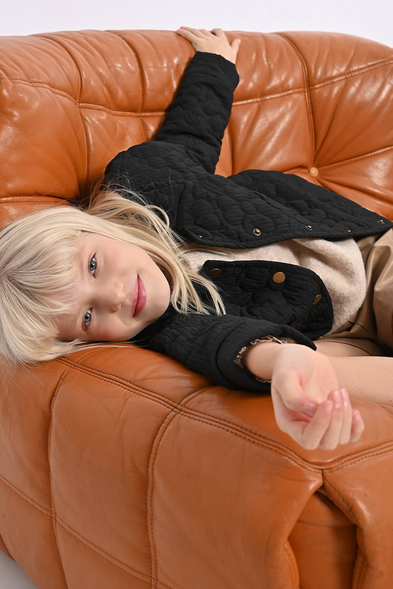 Veste Matelassée Au Motif Fleur Noir