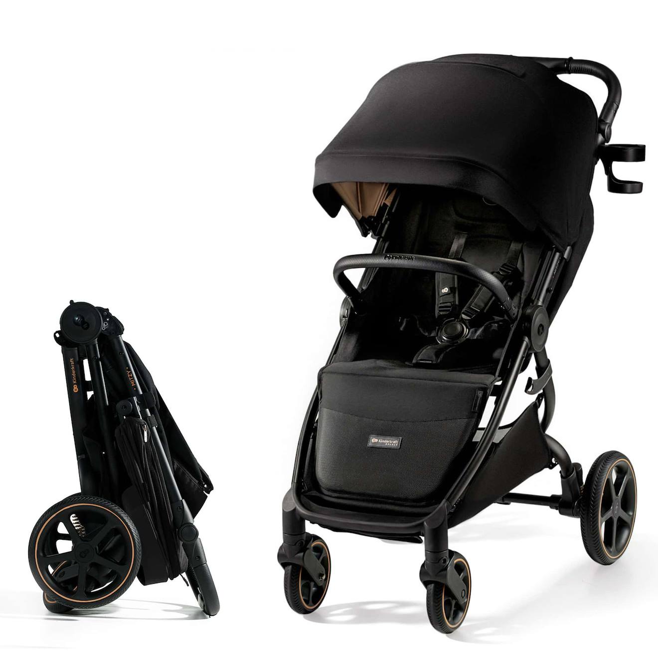 Poussette+Compacte+Avec+Suspension+Et+Protection+Upf50++Pour+Bebe+Noir