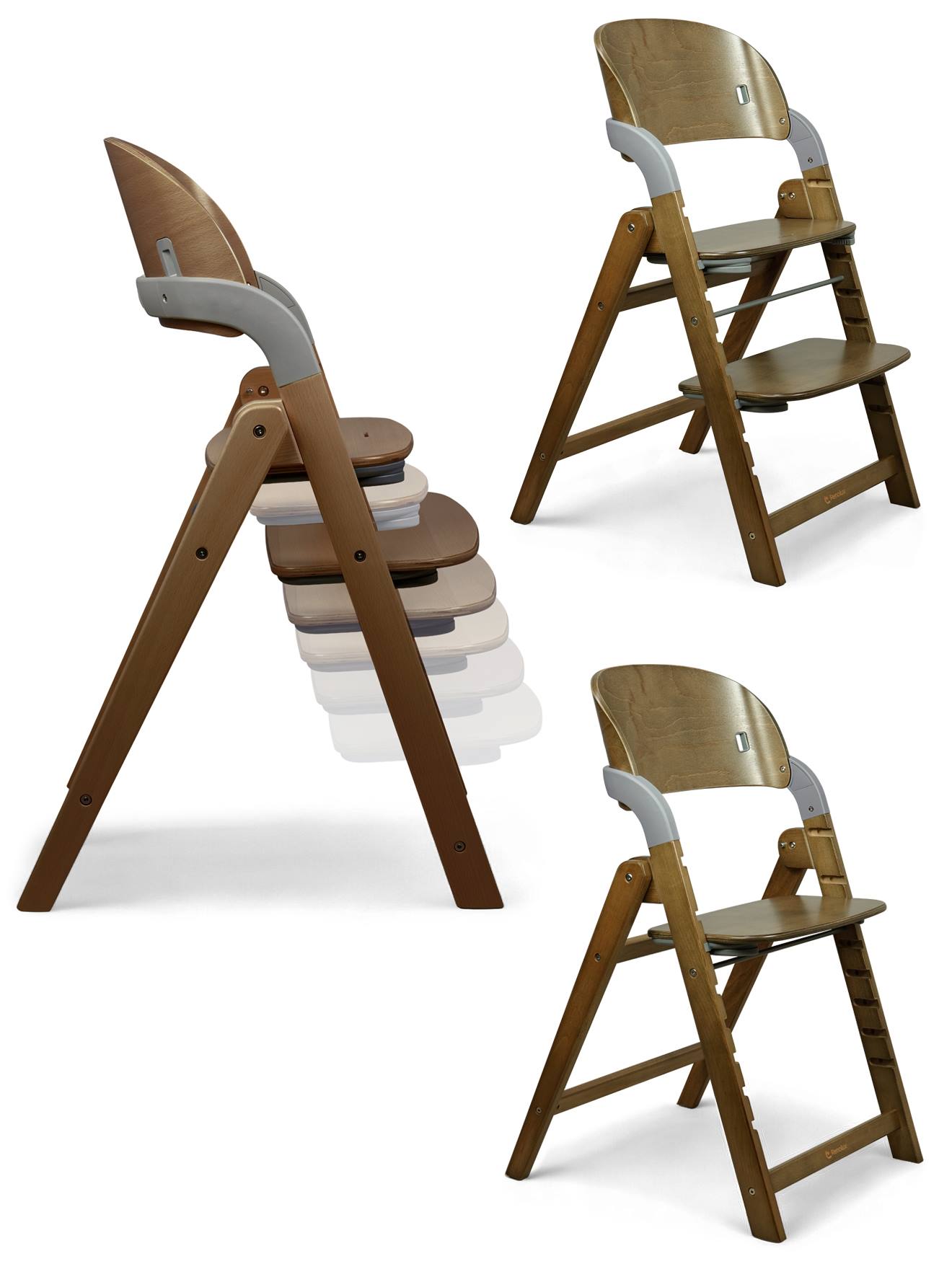 Chaise Haute Design Pliante En Bois Meridio Pecan Graphit (Renolux) - Image 1