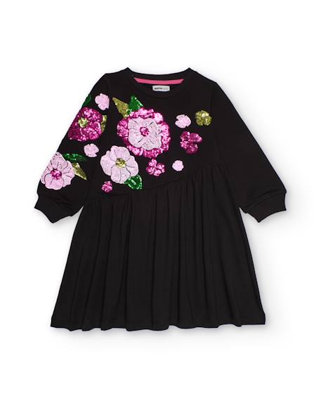 Robe à manches longues pour fille avec fleurs en sequins  - vertbaudet enfant