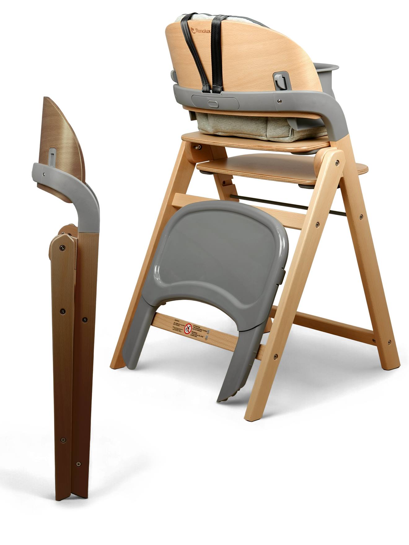 Chaise Haute Design Pliante En Bois Meridio Pecan Graphit (Renolux) - Image 2