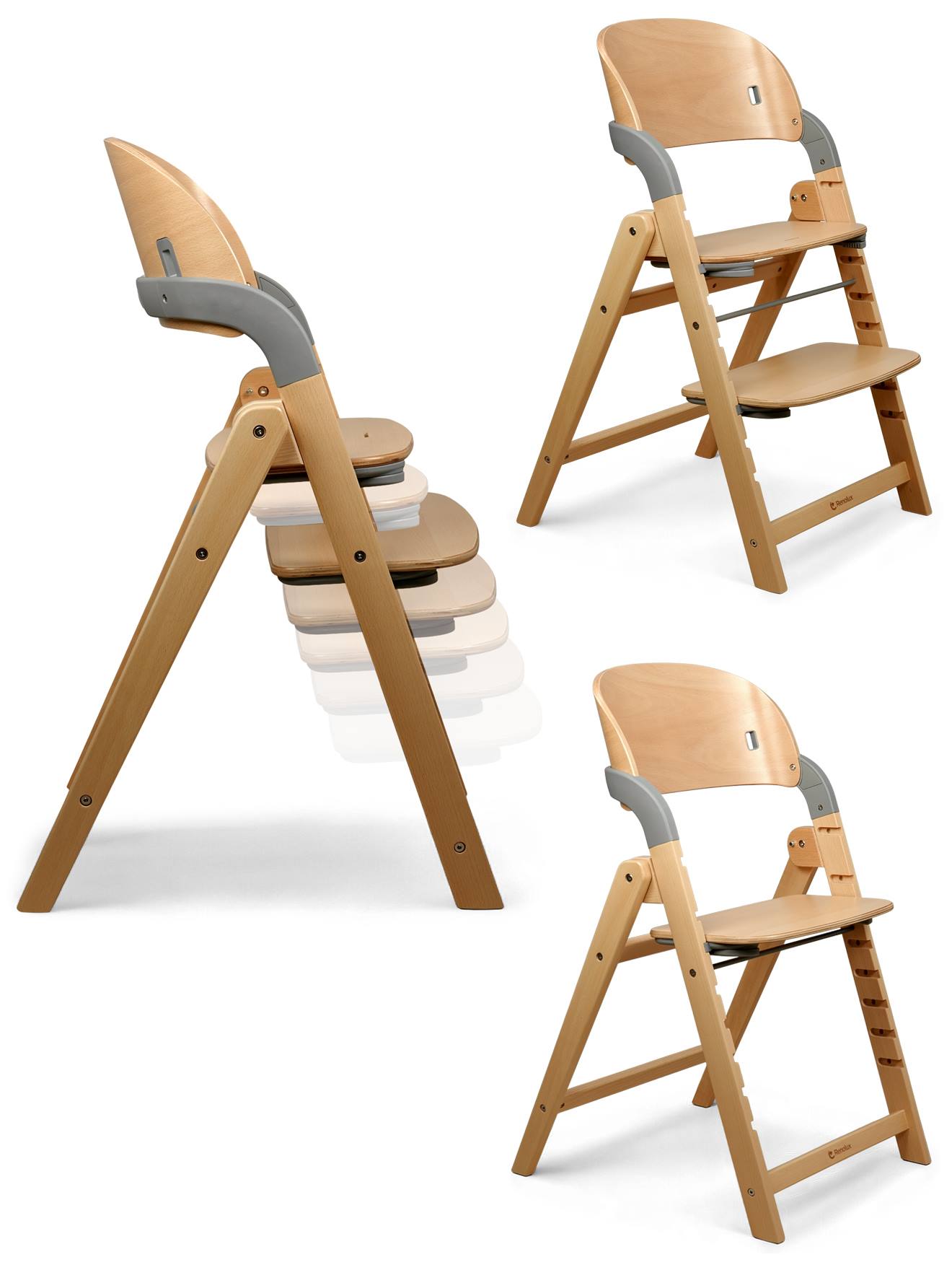 Chaise Haute Design Pliante En Bois Meridio Natural Graphit (Renolux) - Image 1
