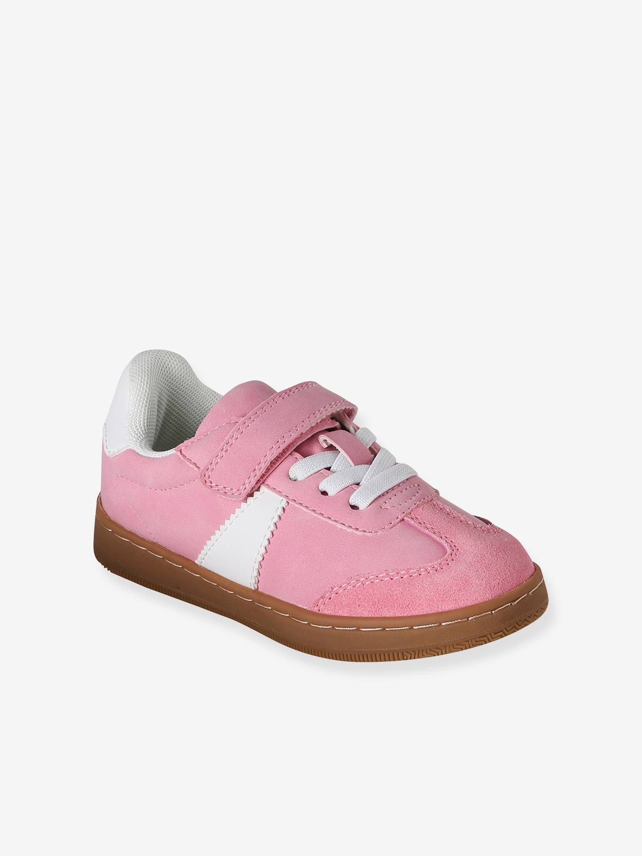 Baskets enfant fille lacets élastiqués rose