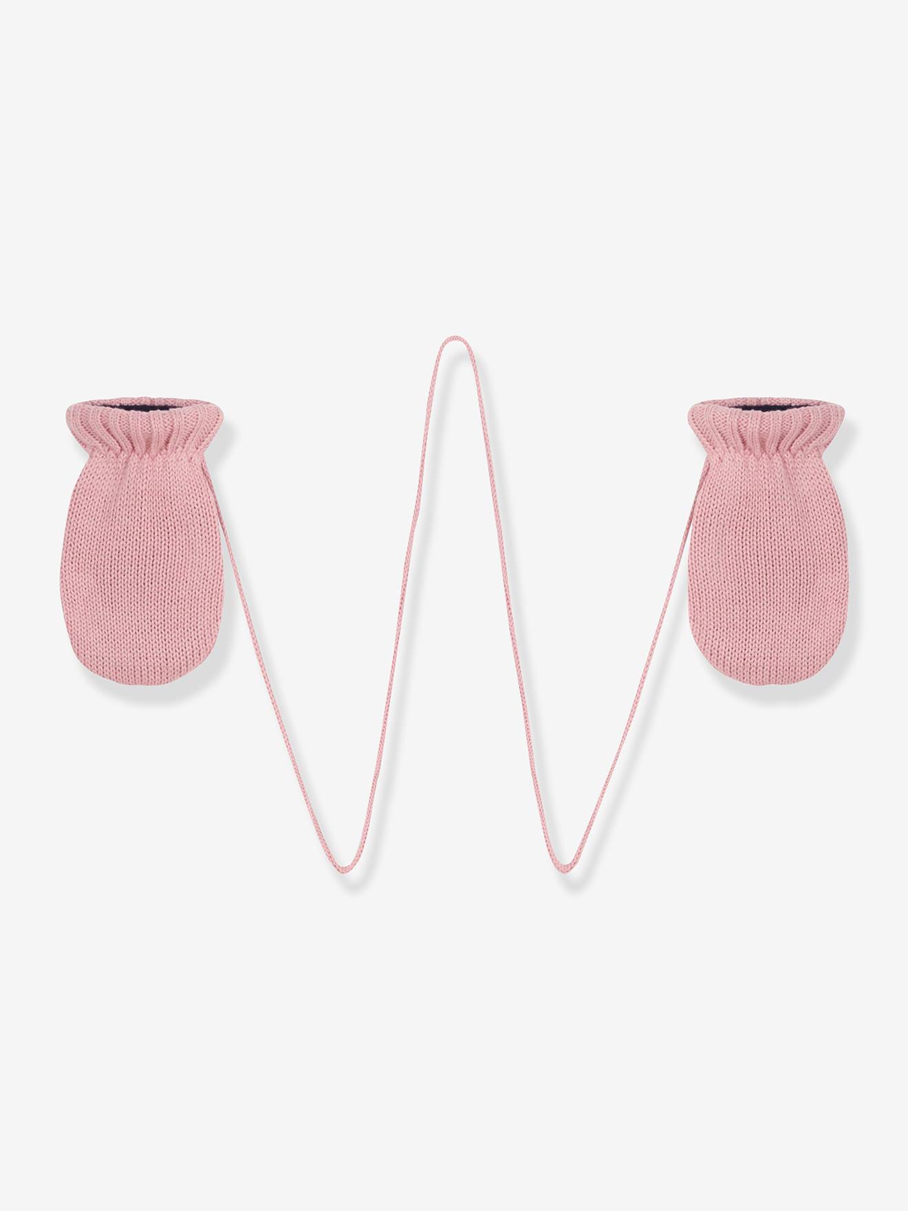 Moufles bébé fille tricot doublé polaire blanc