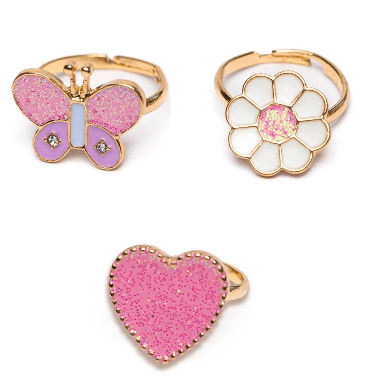 Set De 3 Bagues Ajustables Wonderland Rose