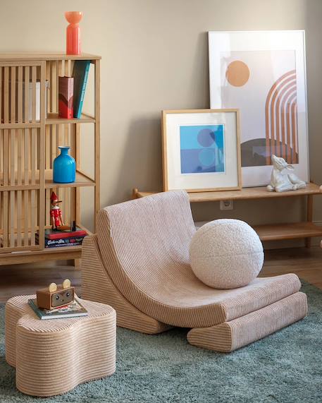Fauteuil de jeu enfant - pouf design lune en velours côtelé Brown sugar+Toffee 4 - vertbaudet enfant 