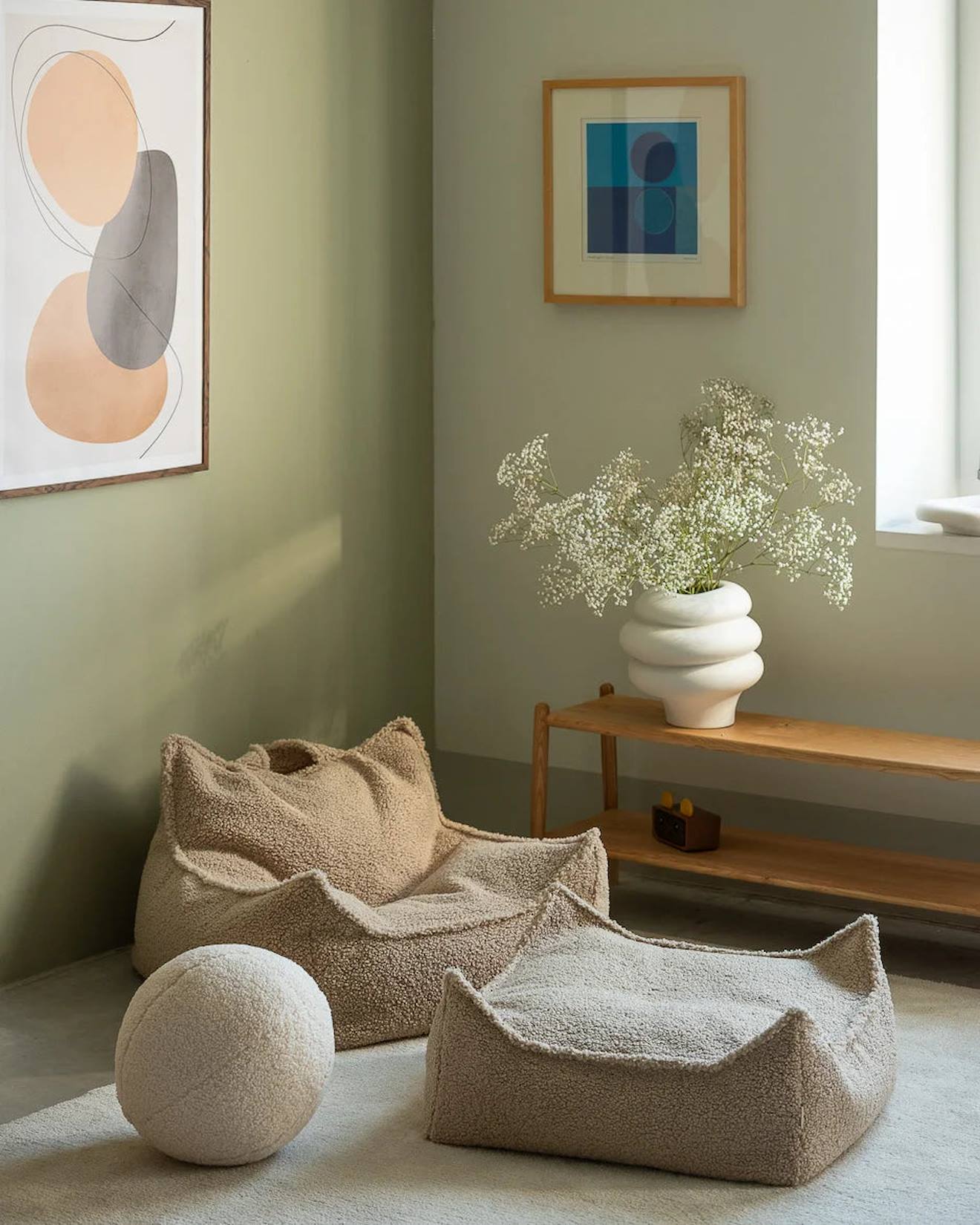 Pouf Enfant Ottoman Carré - Coussin De Sol Déhoussable En Teddy Biscuit (Wigiwama) - Image 2