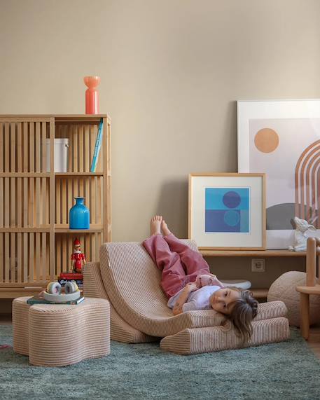 Fauteuil de jeu enfant - pouf design lune en velours côtelé Brown sugar+Toffee 2 - vertbaudet enfant 