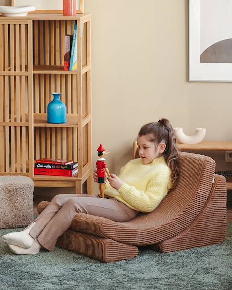 Fauteuil de jeu enfant - pouf design lune en velours côtelé Brown sugar+Toffee 7 - vertbaudet enfant 