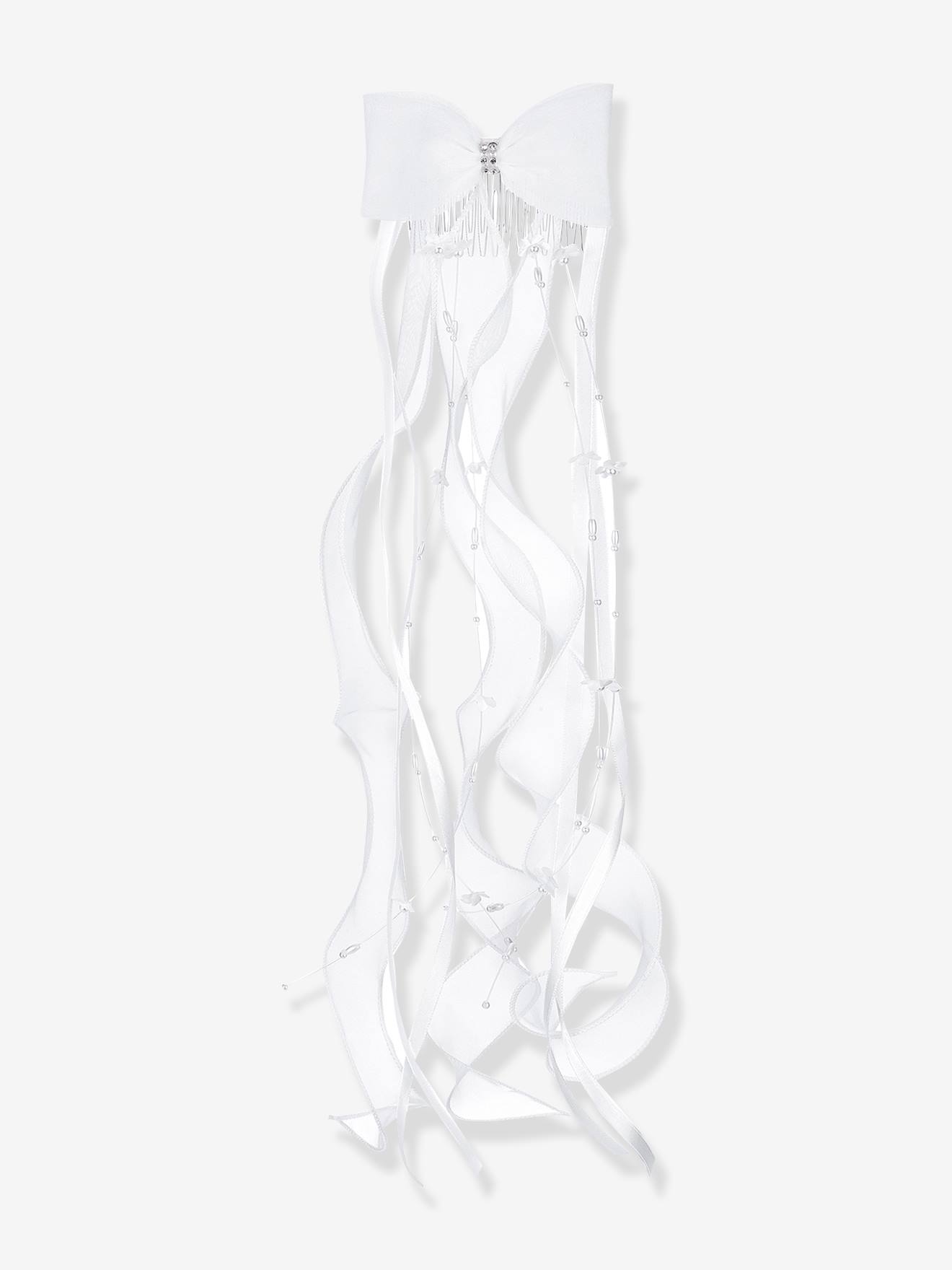 Pince cheveux DAITHNE avec nud en organza et rubans tire-bouchon fille DANAMADE blanc 26€