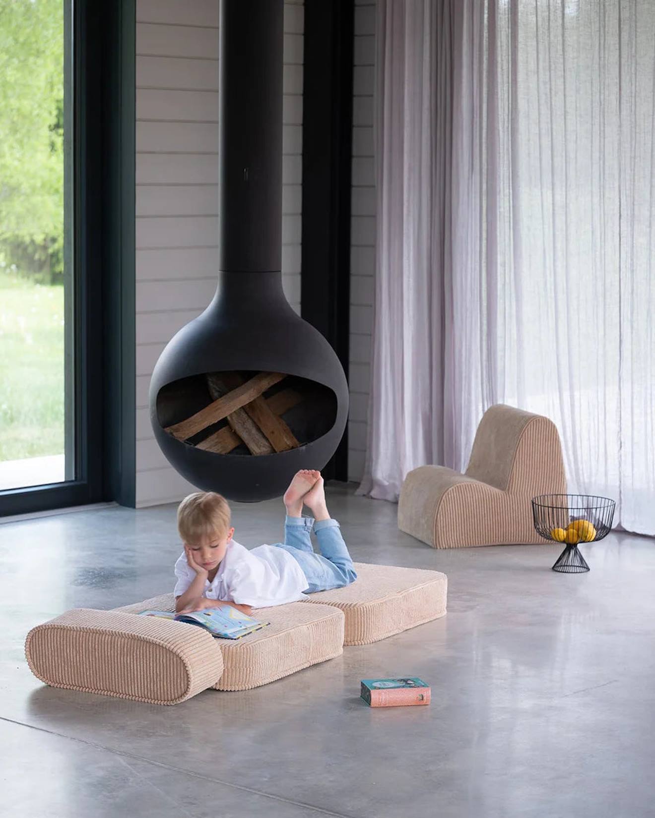 Fauteuil Pliant Enfant - Pouf Convertible En Velours Côtelé Brown Sugar (Wigiwama) - Image 2
