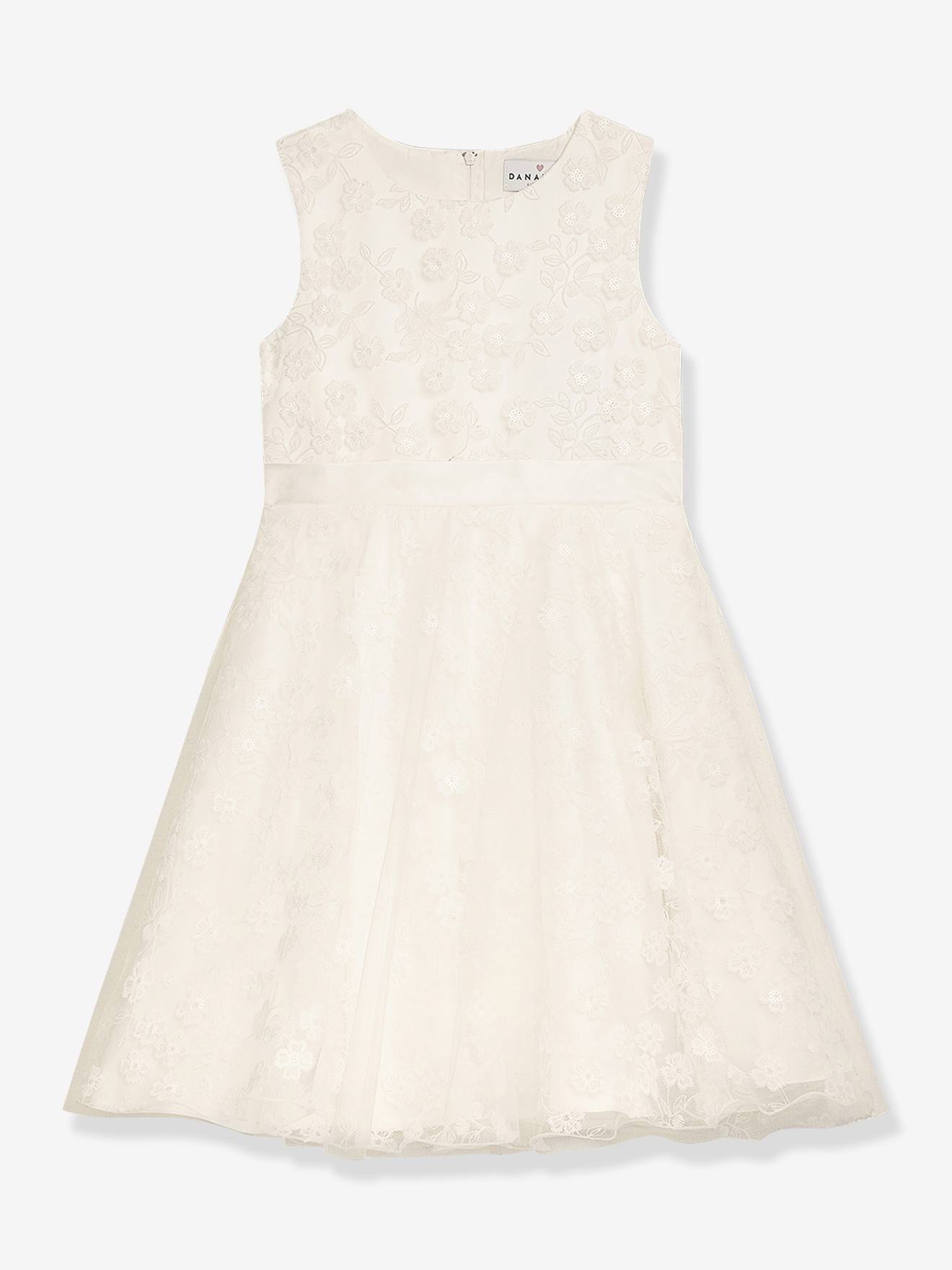 Robe en dentelle festive avec tulle fille DANAMADE écru