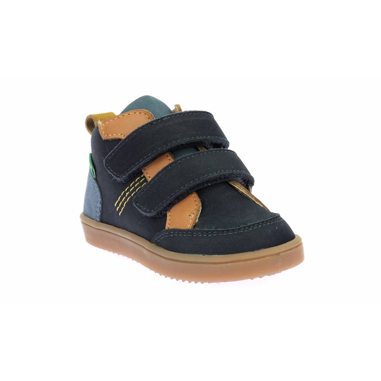 Baskets Hautes Enfant Kick Wetykro Marine Camel Bleu