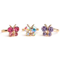 -Set de 3 bagues papillons scintillantes