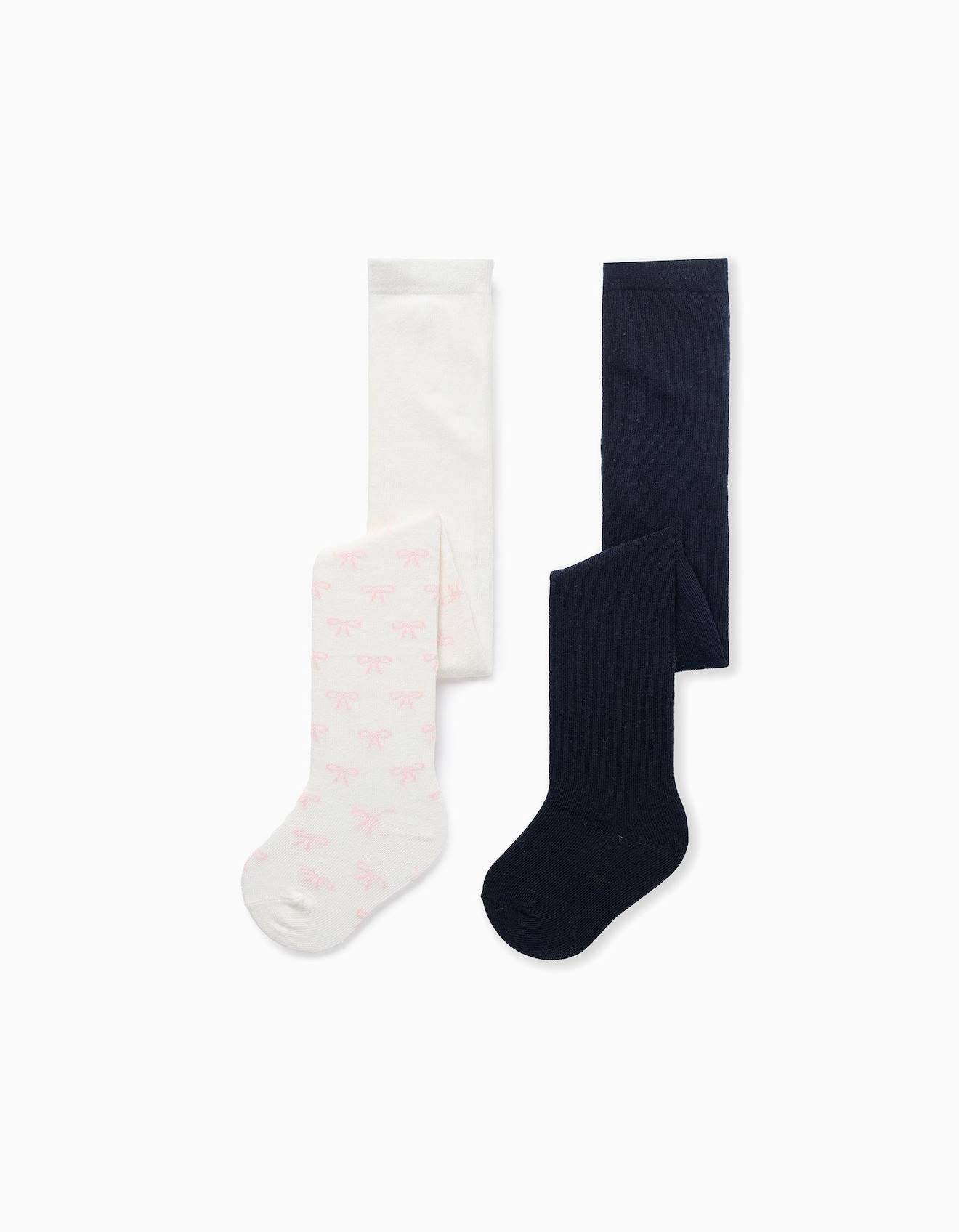 Lot De 2 Collants Unis Motif Multicolore 15$