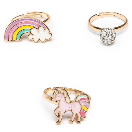 Fille-Accessoires-Set de 3 bagues ajustables licorne arc en ciel