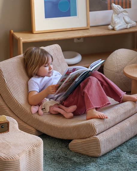 Fauteuil de jeu enfant - pouf design lune en velours côtelé Brown sugar+Toffee 5 - vertbaudet enfant 