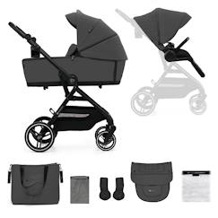 Puériculture-Poussette-Poussette 2 en 1 Kinderkraft YOXI avec Nacelle Pliable, Siège Réversible, Roues Increvables et UPF50+