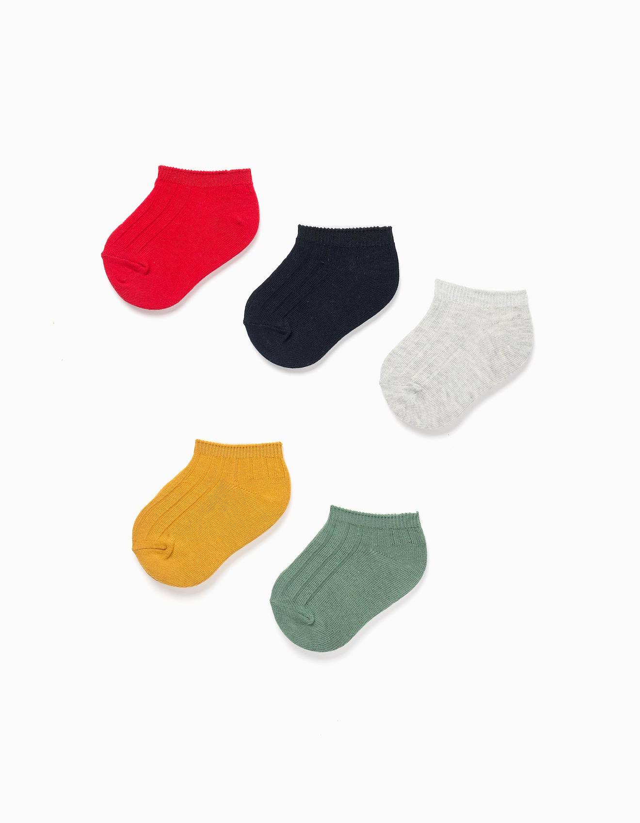 5 Paires De Chaussettes Courtes Côtelées Multicolore