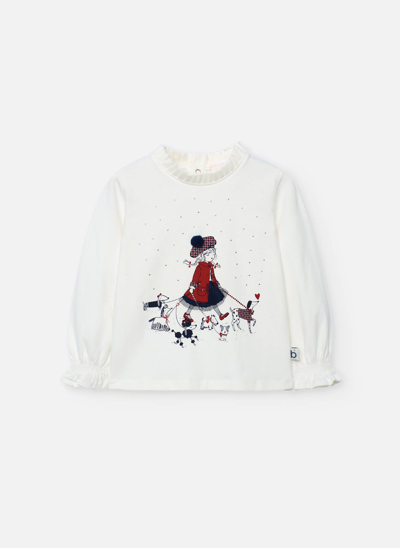 T-shirt Fille En Jersey Animaux Blanc