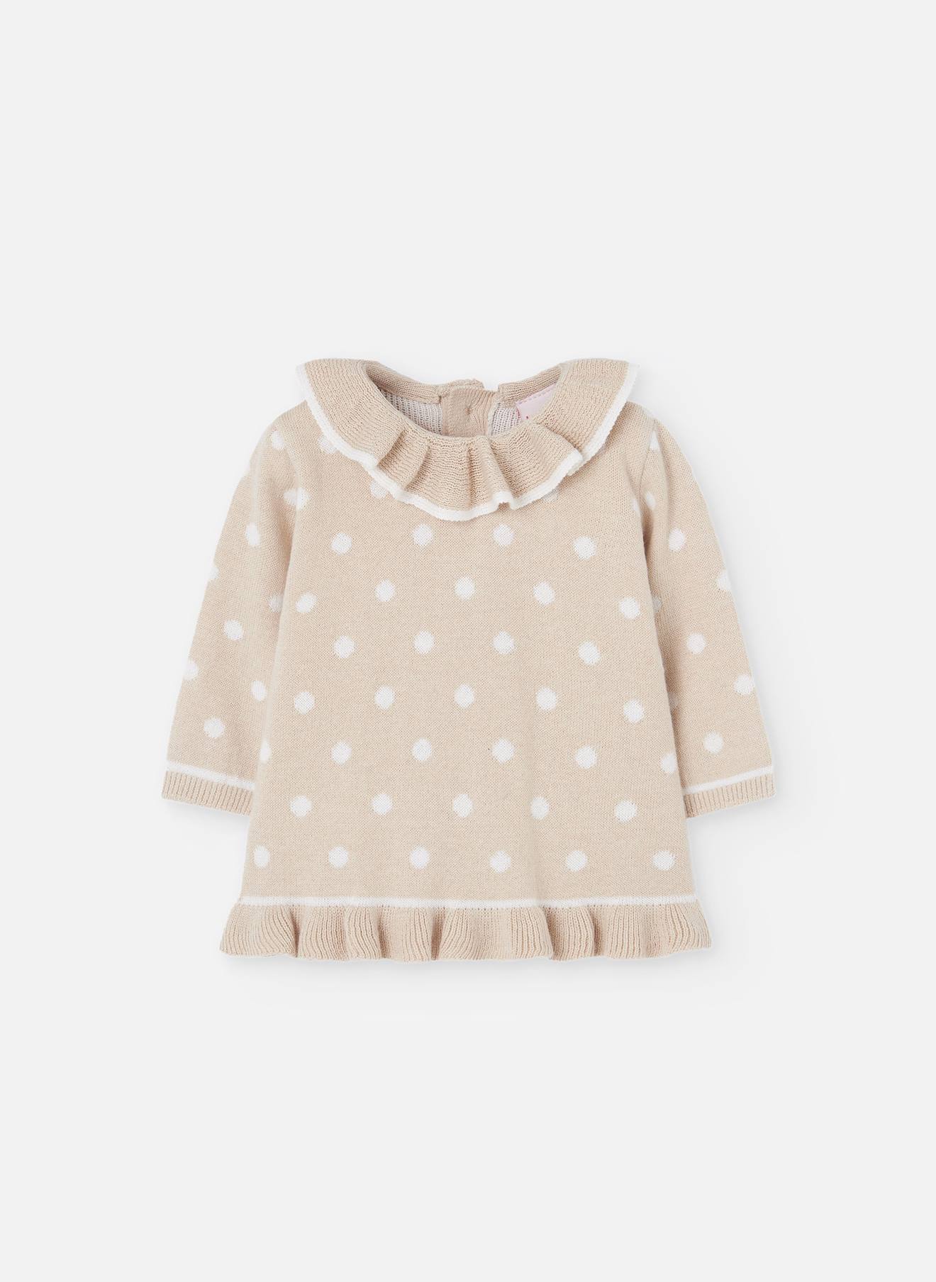 Robe En Maille À Imprimé À Pois Beige