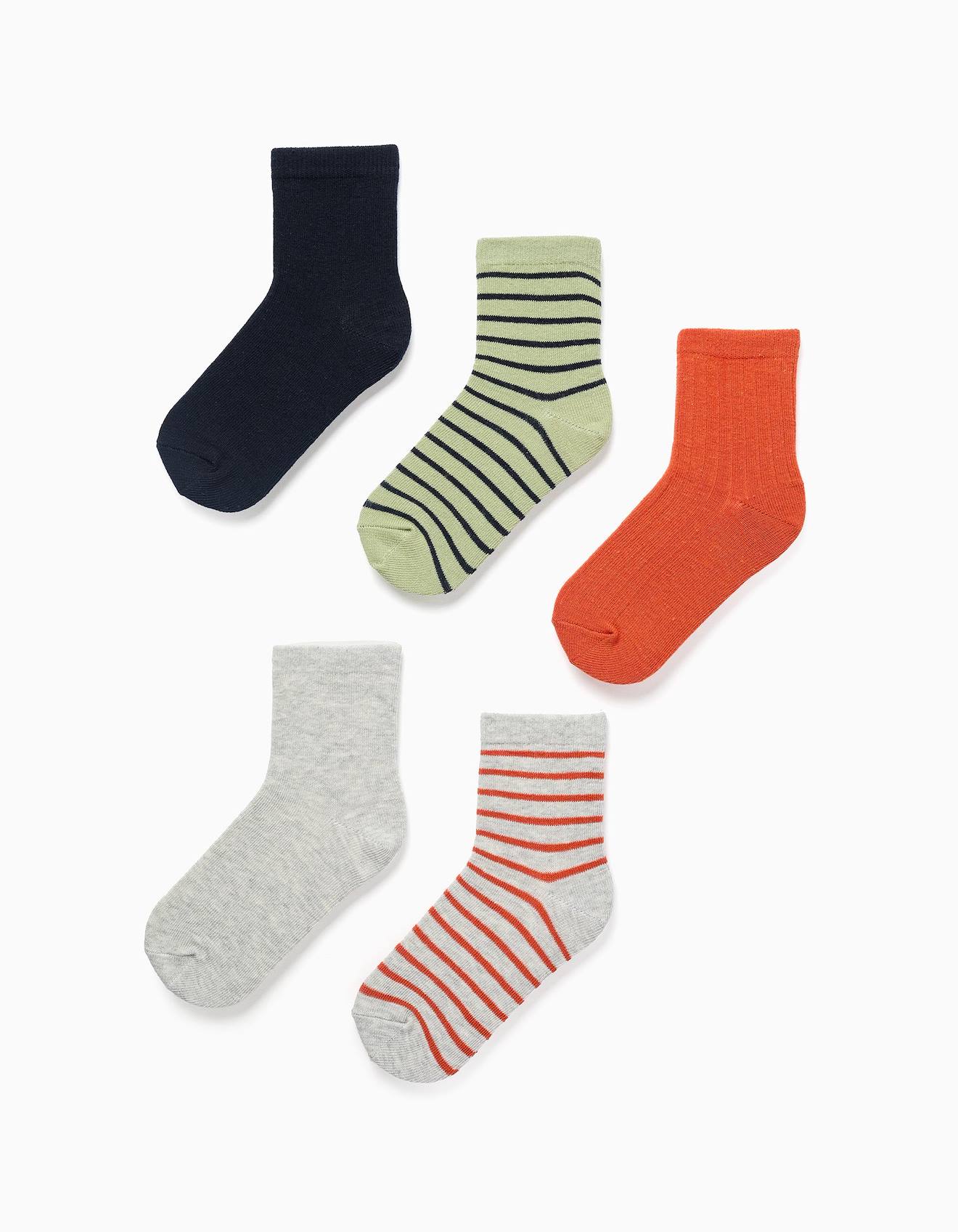 Pack 5 Paires De Chaussettes Rayées Multicolore