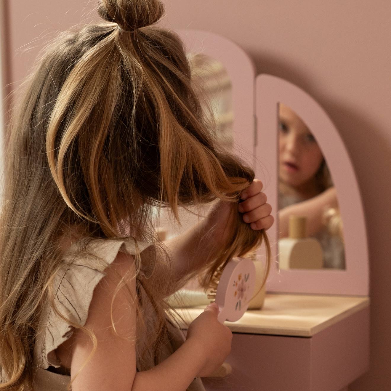 Grande coiffeuse VERTBAUDET Suzie blanc/bois – Bonne manière
