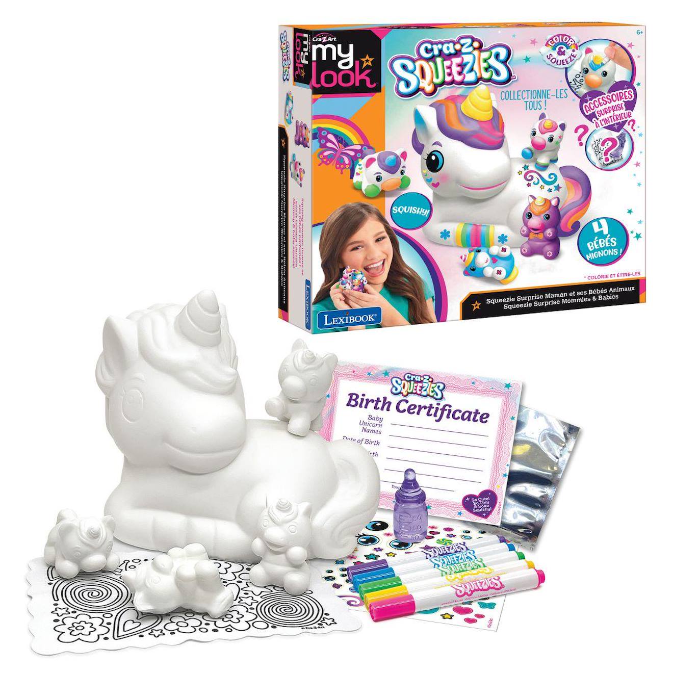Coffret Squeezie Surprise Maman Et Ses Bébés Animaux Licorne Multicolore
