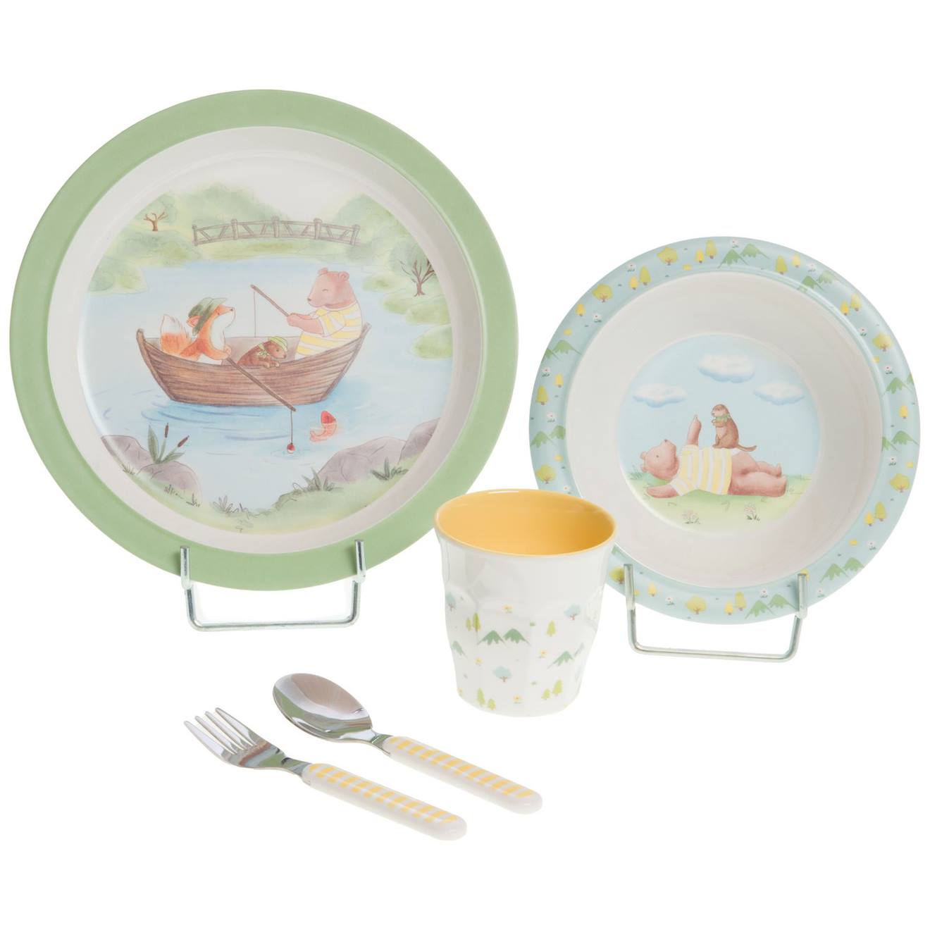 Coffret Repas Léonard (5 Pièces) Bleu, Jaune, Vert