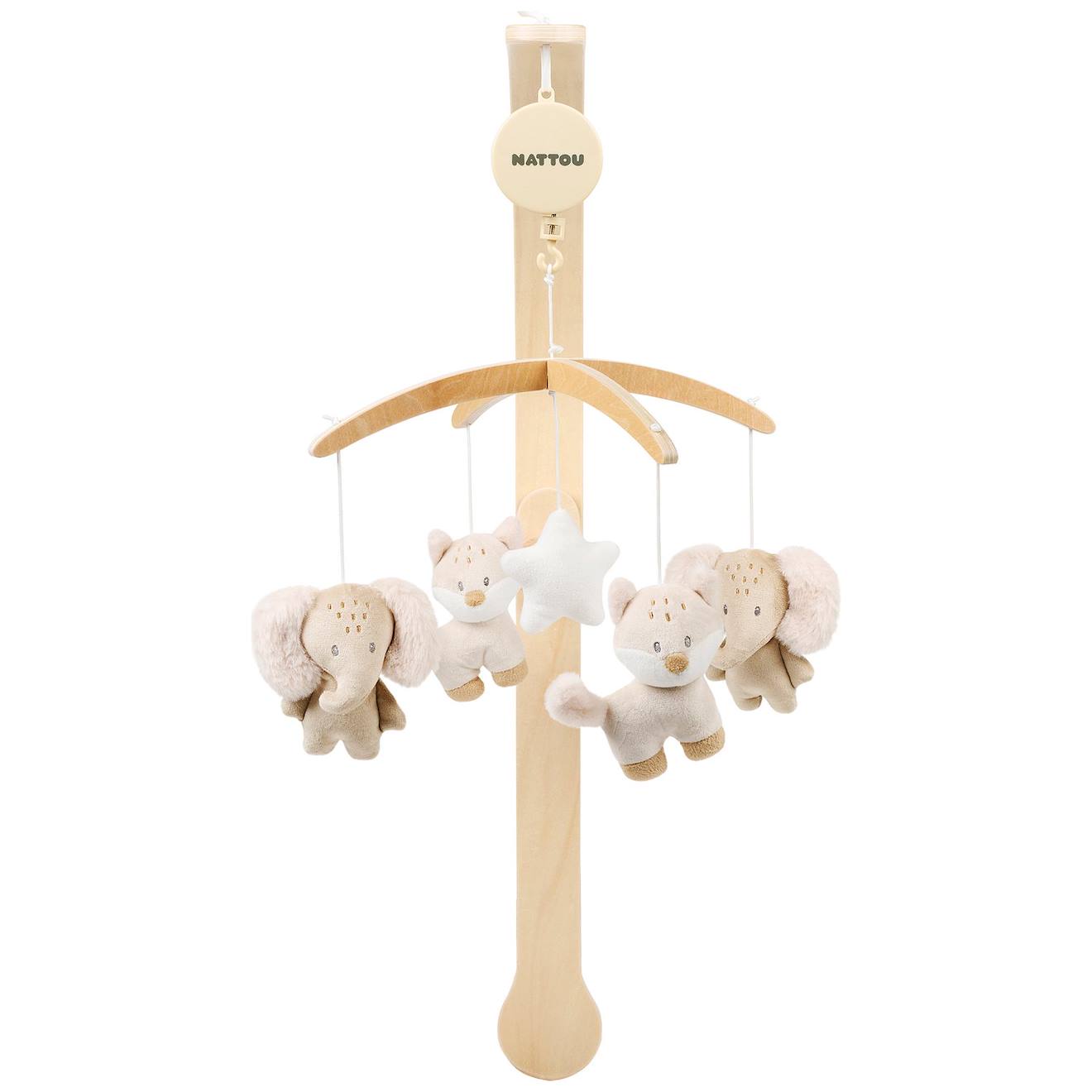 Mobile Musical Ernest, Flo Et Oli Marron, Beige, Écru