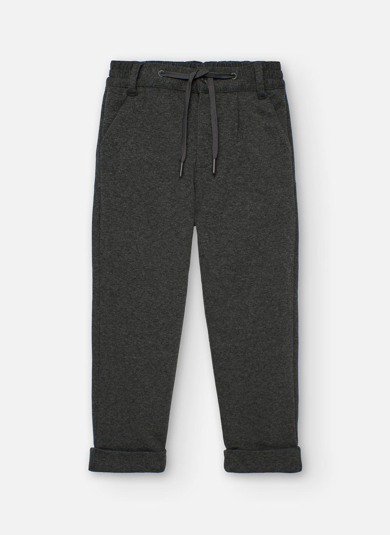 Pantalon Garçon En Maille Foncé Gris