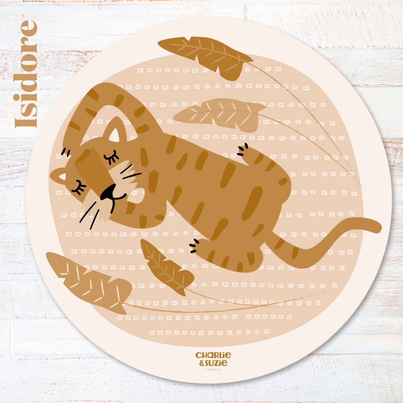 Tapis Rond Tigre Dormeur Multicolore