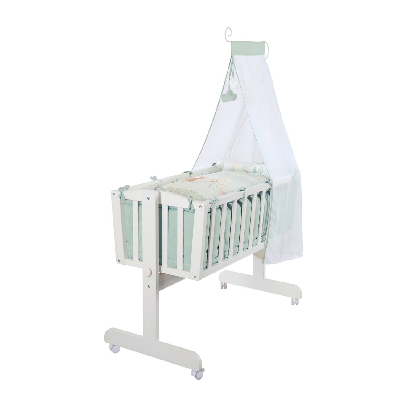 Berceau Complet En Bois Avec Accessoires Little Stars Blanc / Woodland Buddies